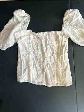 Reformation White Puff Sleeve Square Neck Top size 8